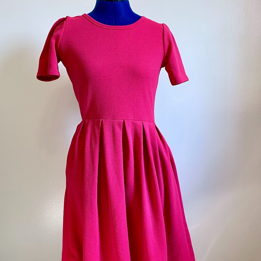LuLaRoe Pink Amelia Dress - Size: S